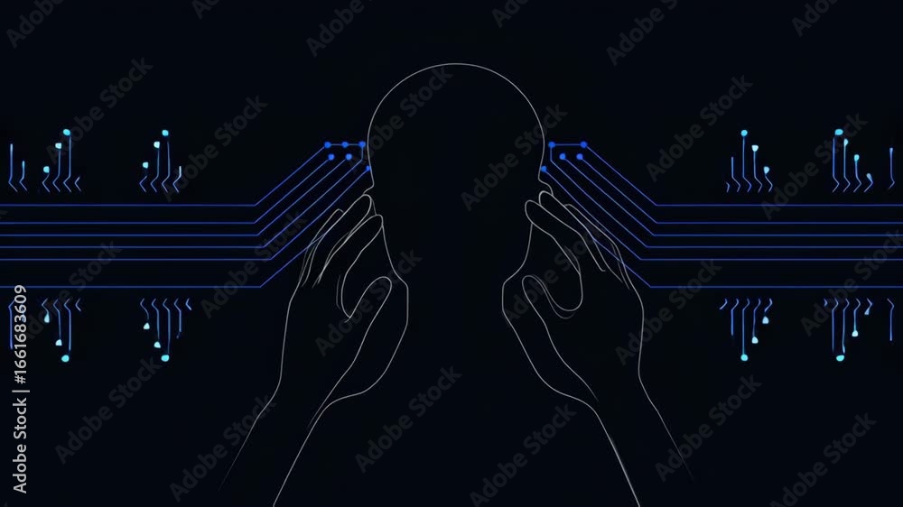 Aufkleber abstract representation of artificial intelligence and human interaction in minimalist design