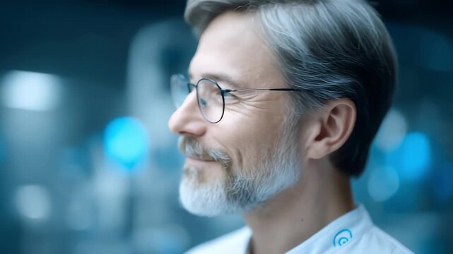 Mature Expert Smiles Insightfully at Professional Prospects