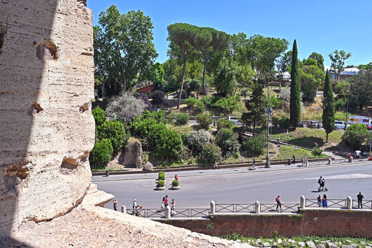 Colle  Oppio vom   Colosseo,  Kolosseum,  Rom,  Latium,  Italien