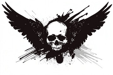 Fototapeta premium Skull and bones graffiti silhouette, terrible grunge icon, spray wall art symbol, grafitti tag isolated
