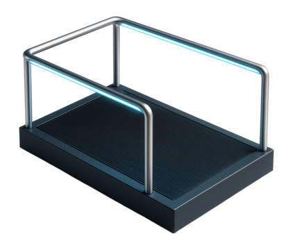 Standing area equipped with integrated LED lighting on handrails