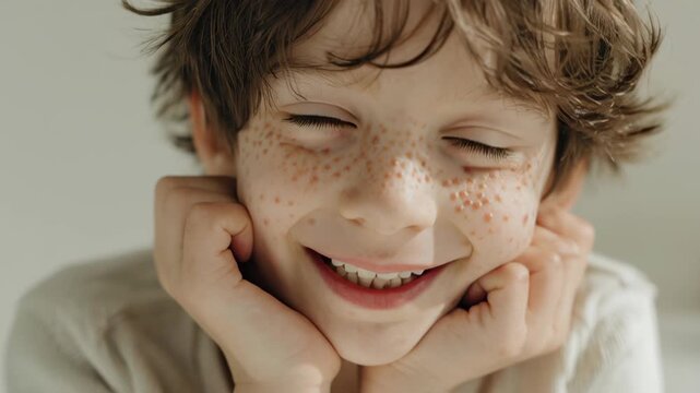Joyful Child with Freckles Smiling Brightly