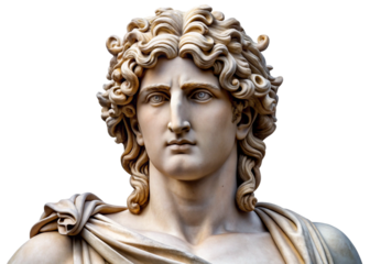 Apollo isolated on a white or transparent background. Greek Mythology.