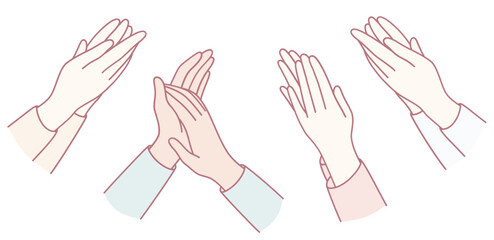 A series of illustrated hands clapping, symbolizing joyful applause and celebration of achievements