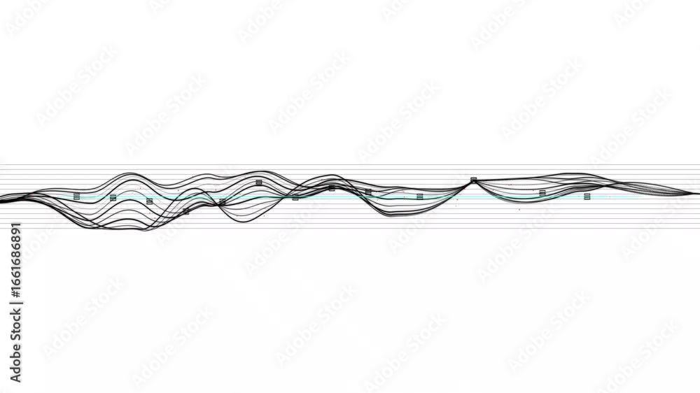 Poster digital audio sound waveform animation for music on white background. minimalist waveform audio.