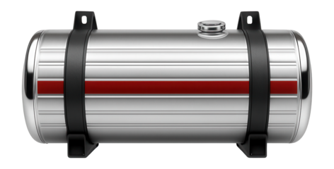 Cylindrical fuel tank for trucks with ribbed aluminum exterior