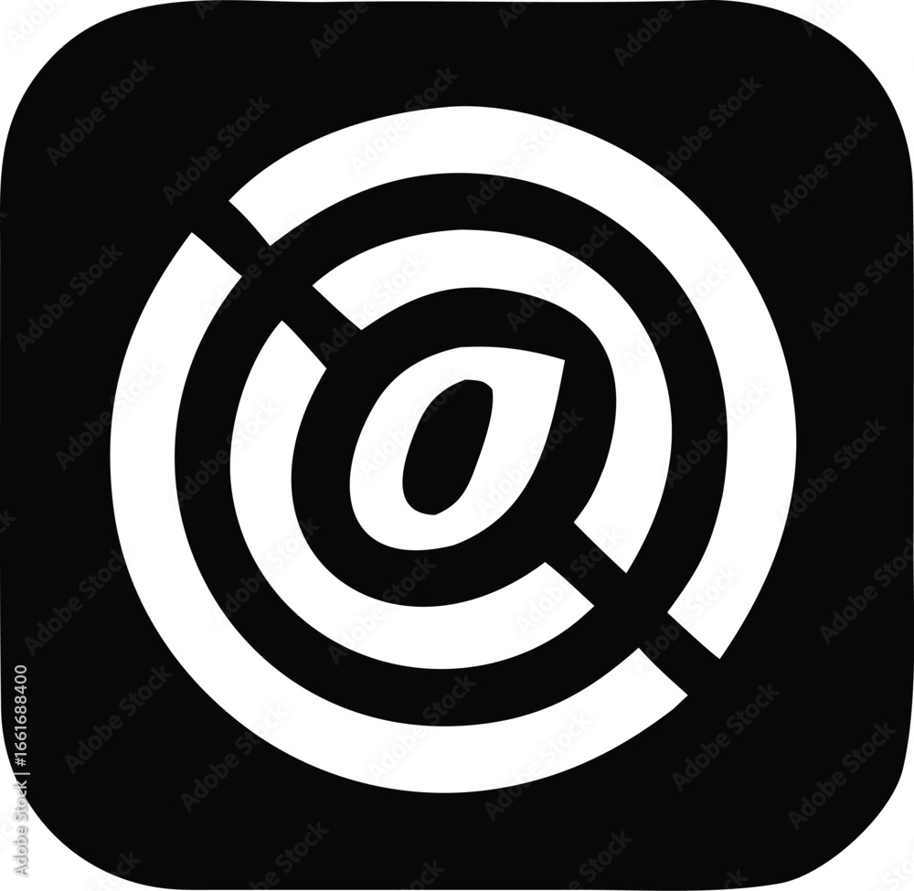 Poster abstract symbol with concentric circles and diagonal line across the center creating a striking mode