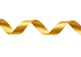 Gold ribbon on transparent background elegant decoration smooth texture festive celebration design