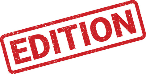 Textured rubber stamp impression with the word EDITION, isolated element