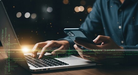 Modern businessman using advanced technology for digital business growth and online innovation