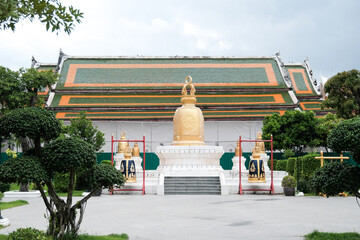 Wat Rakang Kositaram Buddhist temple in Bangkok, Thailand temple bell on Chao Praya river.