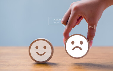  Unhappy Businessman Client with Sadness Emotion Face on virtual screen, Bad review, Customer...