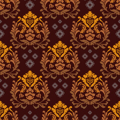 seamless pattern with floral patternม gold and black background
