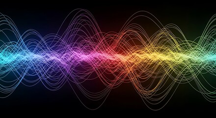 Vibrant rainbow soundwave visualization with detailed texture