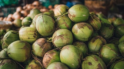 Coconut day tropical harvest festival local market fresh coconuts exotic fruit celebration in tropical environment