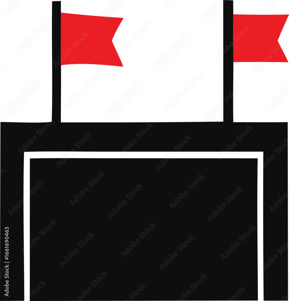 Aufkleber two red flags fluttering above a black structure with a white frame on a capturing a sense of compet