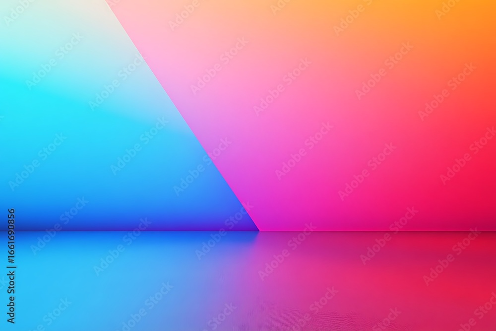 Poster abstract background with vibrant colors and a sharp diagonal line division on the surface