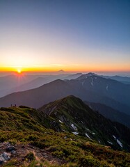 Sunrise over mountain range (2)