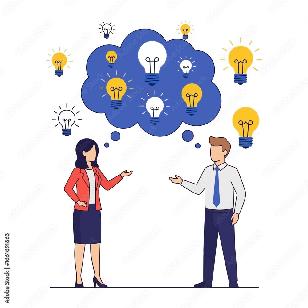 Poster collaborative idea generation: a visual representation of two individuals engaging in a collaborativ