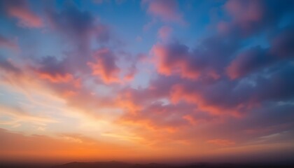 Fototapeta premium Blurry Vibrant Sunset Sky Background with Colorful Gradient Tones for Creative Artistic Designs