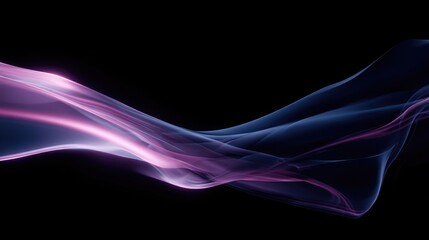 Elegant Abstract Flowing Neon Ribbons in Pink and Purple on Black Background