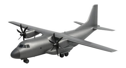 Obraz premium Turboprop military transport plane featuring a distinctive nose radome and rear cargo door