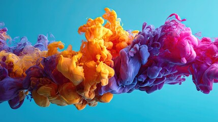 Fototapeta premium Purple-Orange Ink Fluid Smoke in Water: Hyper-Realistic Abstract Liquid Art Background