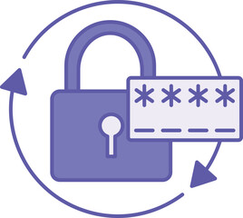 Colored Change Password Icon. Vector Illustration. Padlock and Hidden Code. User Action to Protect Your Account. Password and Data Security Concept