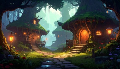 Fototapeta premium Enchanting elf village art