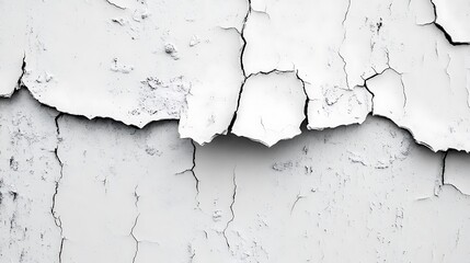 Fototapeta premium A close up view of a white wall with cracked and peeling paint creating an abstract textured surface