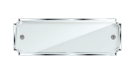 Elegant blank glass nameplate with silver trim, perfect for business branding and signage