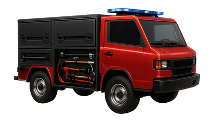 Fire suppression equipment car with external storage compartments and tools