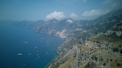 An aerial view of part of the beautiful Amalfi Coast, in southern Italy
