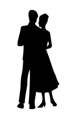 Vector drawing. Dating man and woman