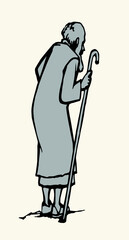 Vector drawing. Jewish man walk