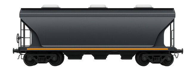 Covered hopper train wagon with sloped sides and top loading hatches