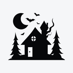 Haunted House Halloween Silhouette vector