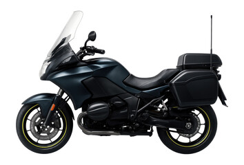 Obraz premium Police motorcycle with a tall windshield and side-mounted radio