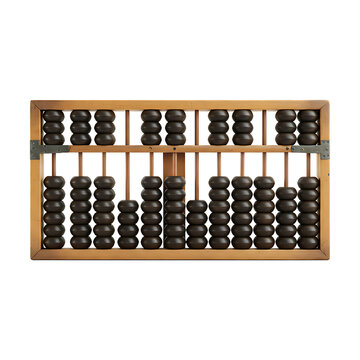 Japanese antique wooden abacus traditional counting tool isolated on transparent background