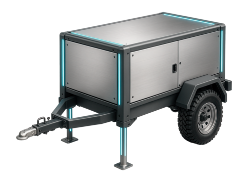 Towable generator with hydraulic leveling system and LED indicators