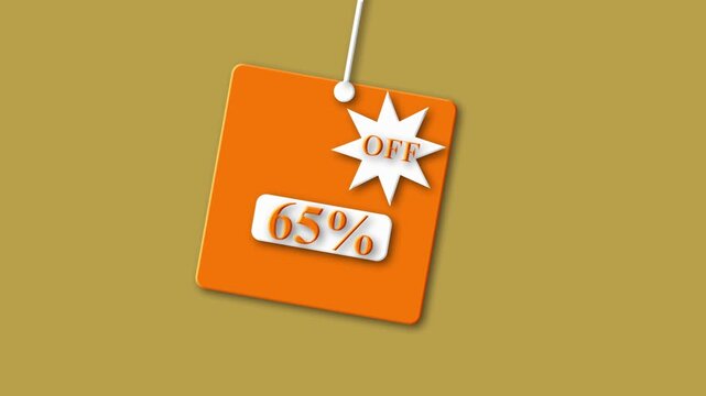 Special offer discount tags and shop now on transparent background. Special Offer! 65% Off Sale Tag Animation Business and Savings Concept, Sale promo marketing, Sale Up To 65 Percent