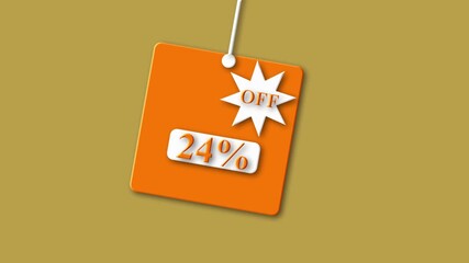 Special offer discount tags and shop now on transparent background. Special Offer! 24% Off Sale Tag Animation Business and Savings Concept, Sale promo marketing, Sale Up To 24 Percent