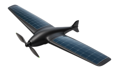 Solar-powered drone with photovoltaic cells on wings and extended flight capability