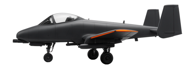 Armored strike aircraft with a straight-wing configuration and rugged landing gear