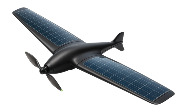 Solar-powered drone with photovoltaic cells on wings and extended flight capability
