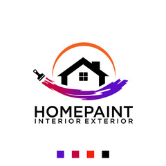 home house paint painting company service interior exterior logo template vector