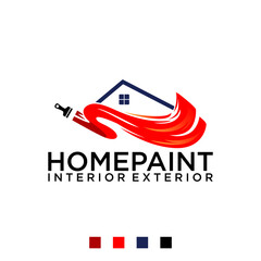 home house paint painting company service interior exterior logo template vector