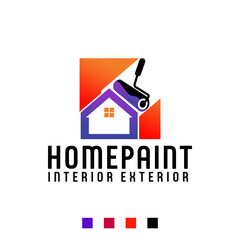 home house paint painting company service interior exterior logo template vector