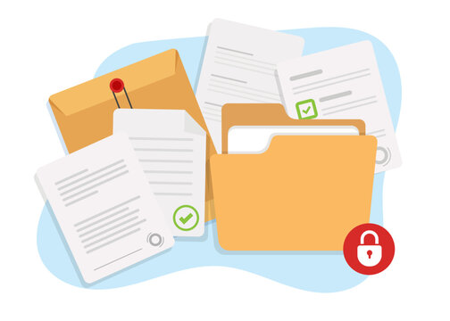 Contract document icon in flat style. Report with folder vector illustration on isolated background. Paper sheet sign business concept.