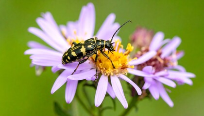 Longhorn beetle on purple flower